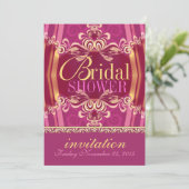 Exotic Pink Gold Frills Brautparty Party Einladung (Stehend Vorderseite)