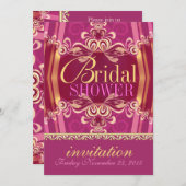 Exotic Pink Gold Frills Brautparty Party Einladung (Vorne/Hinten)