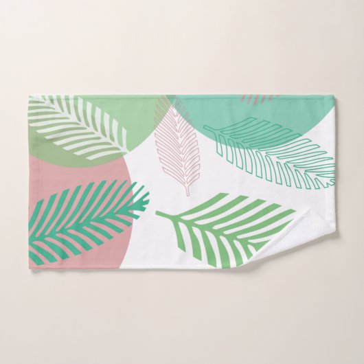 Exotic Pink Green Palm Blätter Muster Badhandtuch Set (Handtuch)