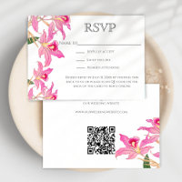 Exotic Pink Orchid Blume Hochzeitsstiftung QR Code