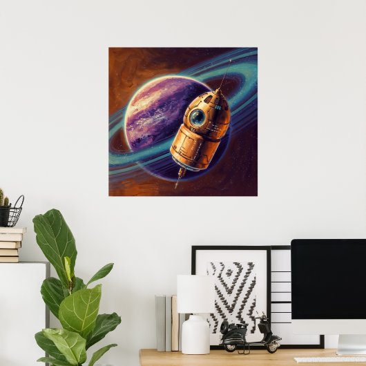 Exotic Probe - Space Tech Illustration Art Style Poster (Heimbüro)