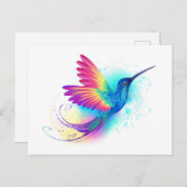 Exotic Rainbow Hummingbird Ankündigungspostkarte (Vorne/Hinten)