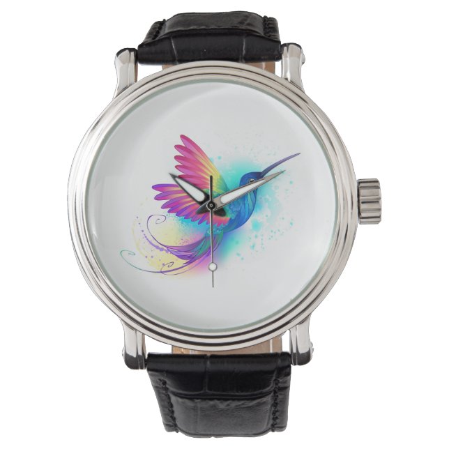 Exotic Rainbow Hummingbird Armbanduhr (Vorderseite)