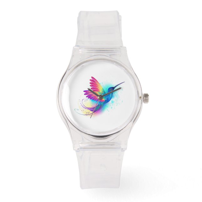 Exotic Rainbow Hummingbird Armbanduhr (Vorderseite)