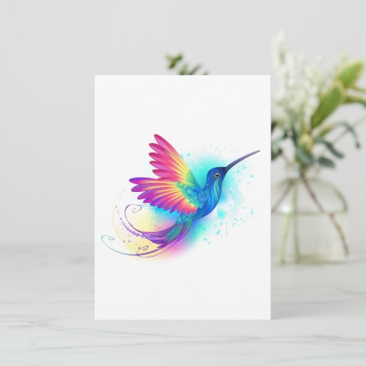 Exotic Rainbow Hummingbird Dankeskarte (Stehend Vorderseite)