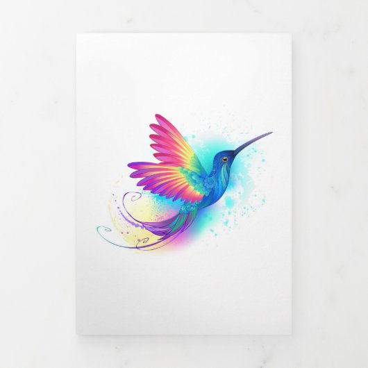 Exotic Rainbow Hummingbird Dreifach Gefaltete Karte (Cover)