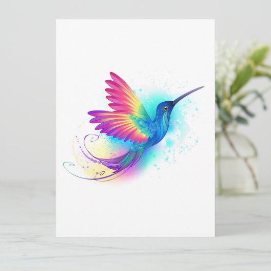 Exotic Rainbow Hummingbird Einladung (Stehend Vorderseite)