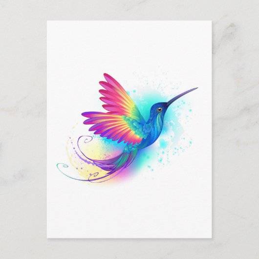 Exotic Rainbow Hummingbird Einladungspostkarte (Vorderseite)
