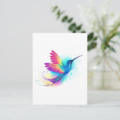Exotic Rainbow Hummingbird Einladungspostkarte (Stehend Vorderseite)