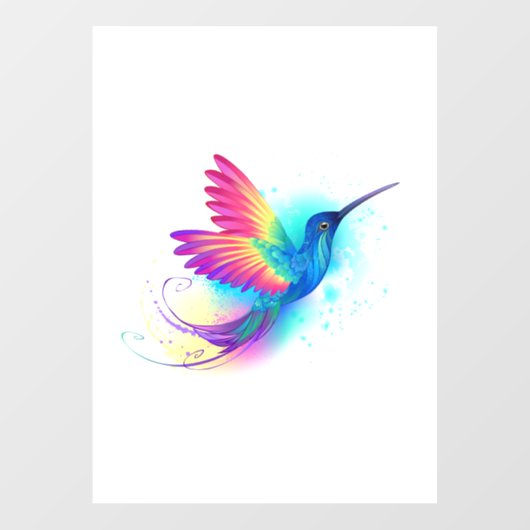 Exotic Rainbow Hummingbird Fensteraufkleber (Blatt)