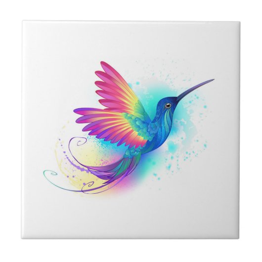 Exotic Rainbow Hummingbird Fliese (Vorderseite)