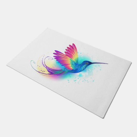 Exotic Rainbow Hummingbird Fußmatte (Schrägansicht)