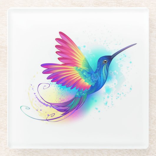 Exotic Rainbow Hummingbird Glasuntersetzer (Vorderseite)