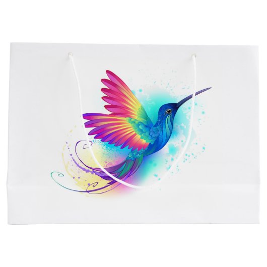 Exotic Rainbow Hummingbird Große Geschenktüte (Rückseite)