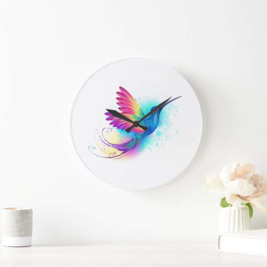 Exotic Rainbow Hummingbird Große Wanduhr (Zuhause)