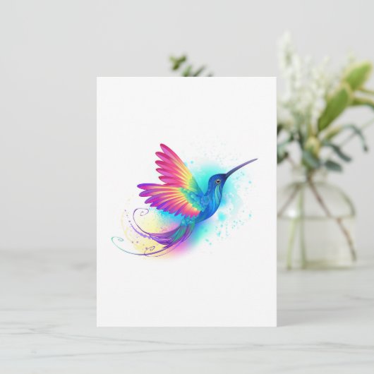 Exotic Rainbow Hummingbird Karte (Stehend Vorderseite)