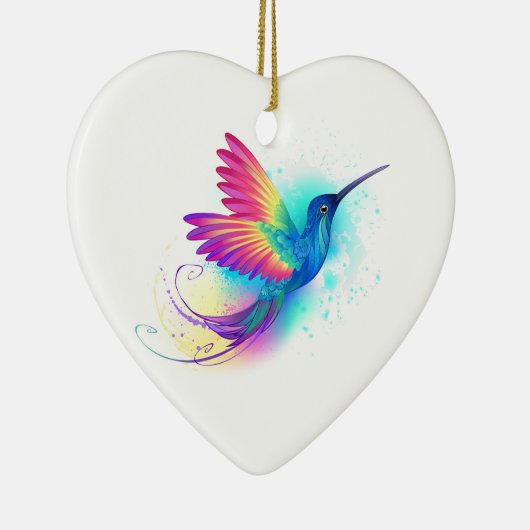 Exotic Rainbow Hummingbird Keramik Ornament (Rechts)