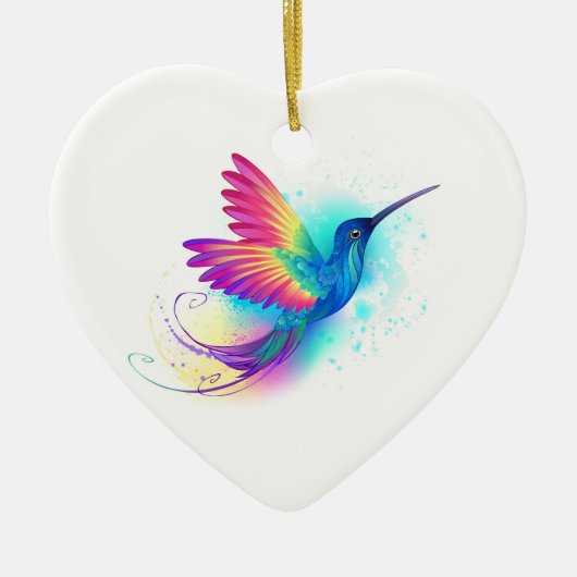 Exotic Rainbow Hummingbird Keramik Ornament (Vorne)