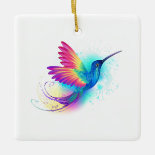 Exotic Rainbow Hummingbird Keramikornament
