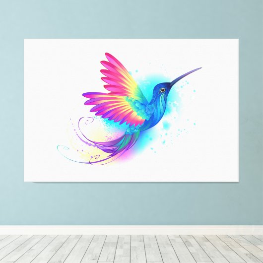 Exotic Rainbow Hummingbird Leinwanddruck (Insitu (Holzboden))