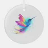 Exotic Rainbow Hummingbird Ornament Aus Glas (Vorderseite)