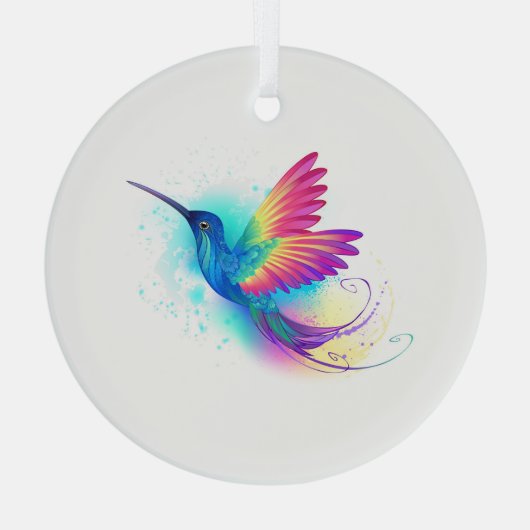Exotic Rainbow Hummingbird Ornament Aus Glas (Rückseite)