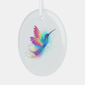 Exotic Rainbow Hummingbird Ornament Aus Glas (Vorderseite links)