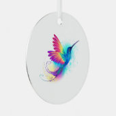 Exotic Rainbow Hummingbird Ornament Aus Metall (Vorderseite Rechts)