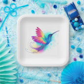 Exotic Rainbow Hummingbird Pappteller (Party)