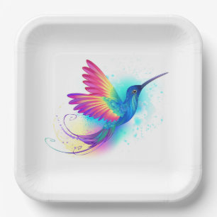 Exotic Rainbow Hummingbird Pappteller