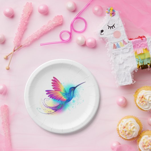 Exotic Rainbow Hummingbird Pappteller (Party)
