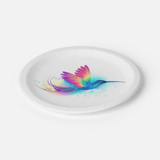 Exotic Rainbow Hummingbird Pappteller (Schrägansicht)