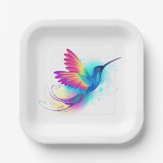 Exotic Rainbow Hummingbird Pappteller (Vorderseite)