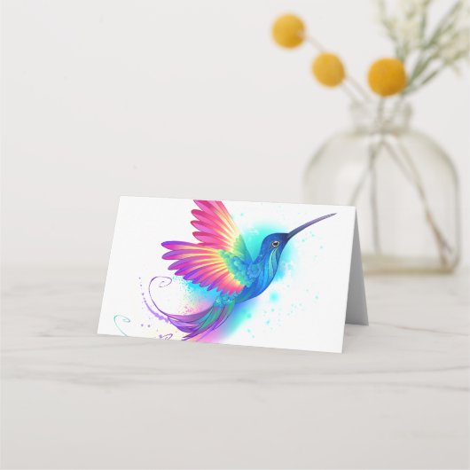 Exotic Rainbow Hummingbird Platzkarte (Rückseite)