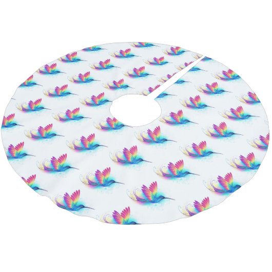 Exotic Rainbow Hummingbird Polyester Weihnachtsbaumdecke (Schrägansicht)