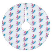 Exotic Rainbow Hummingbird Polyester Weihnachtsbaumdecke (Vorderseite)