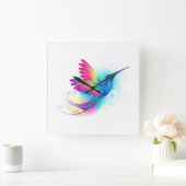 Exotic Rainbow Hummingbird Quadratische Wanduhr (Zuhause)