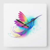 Exotic Rainbow Hummingbird Quadratische Wanduhr (Vorderseite)