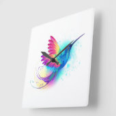 Exotic Rainbow Hummingbird Quadratische Wanduhr (Winkel)
