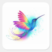 Exotic Rainbow Hummingbird Quadratischer Aufkleber (Vorderseite)