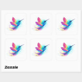 Exotic Rainbow Hummingbird Quadratischer Aufkleber (Blatt)