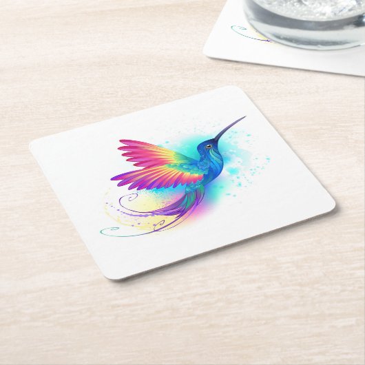 Exotic Rainbow Hummingbird Rechteckiger Pappuntersetzer (angewinkelt)
