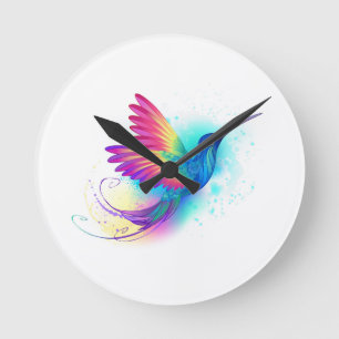 Exotic Rainbow Hummingbird Runde Wanduhr