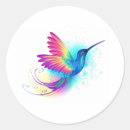 Exotic Rainbow Hummingbird Runder Aufkleber (Vorderseite)