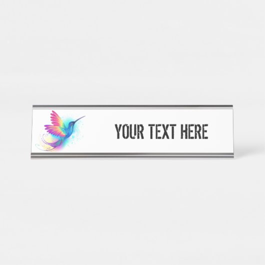 Exotic Rainbow Hummingbird Schreibtischnamensplakette (Vorderseite )