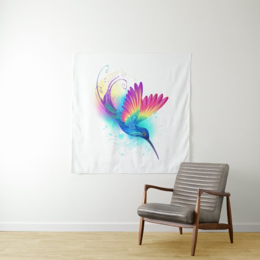 Exotic Rainbow Hummingbird Wandteppich (Beispiel (Horizontal))