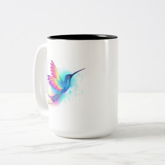 Exotic Rainbow Hummingbird Zweifarbige Tasse (Vorderseite Links)