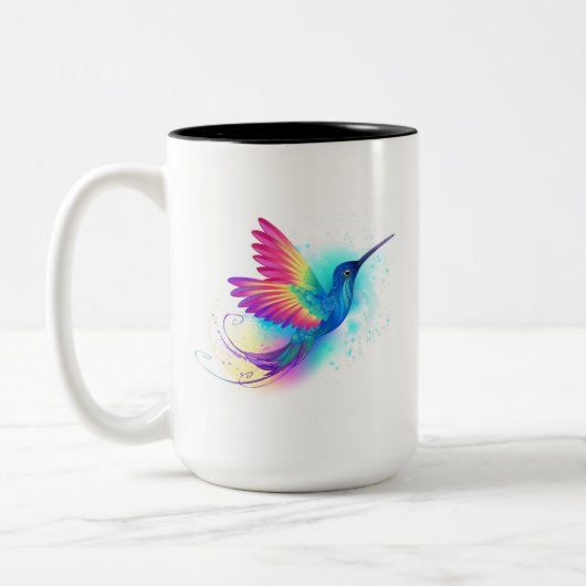 Exotic Rainbow Hummingbird Zweifarbige Tasse (Links)