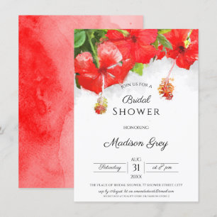 Exotic Red Hibisken Blume Art Brautparty Einladung