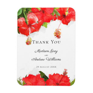 Exotic Red Hibisken Blume Art Danke Magnet